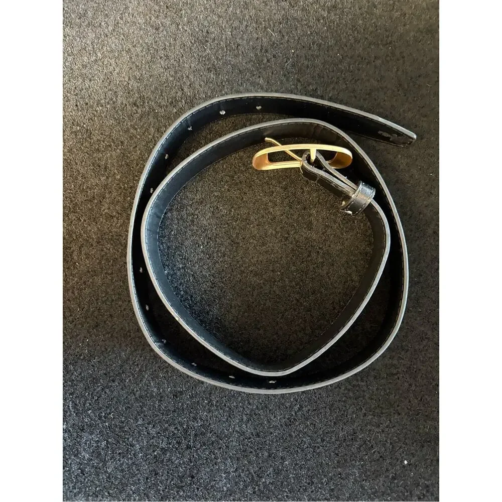 NWOT Black Faux Leather Belt Gold Buckle Size Medium/Large
